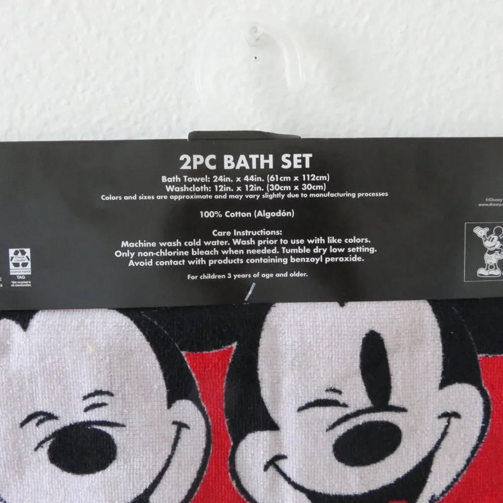 (#102) Disney Mickey Mouse Love 2 Piece Bath Set